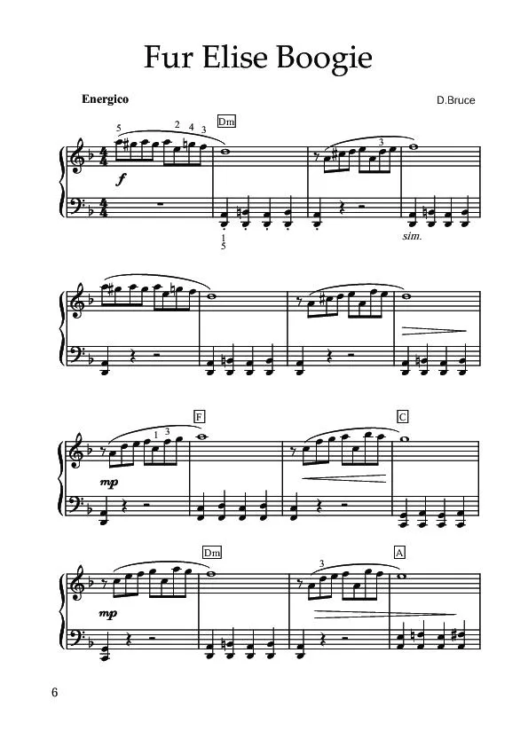 télécharger la partition d'accordéon Für Elise Boogie (Lettre à Elise) au format PDF