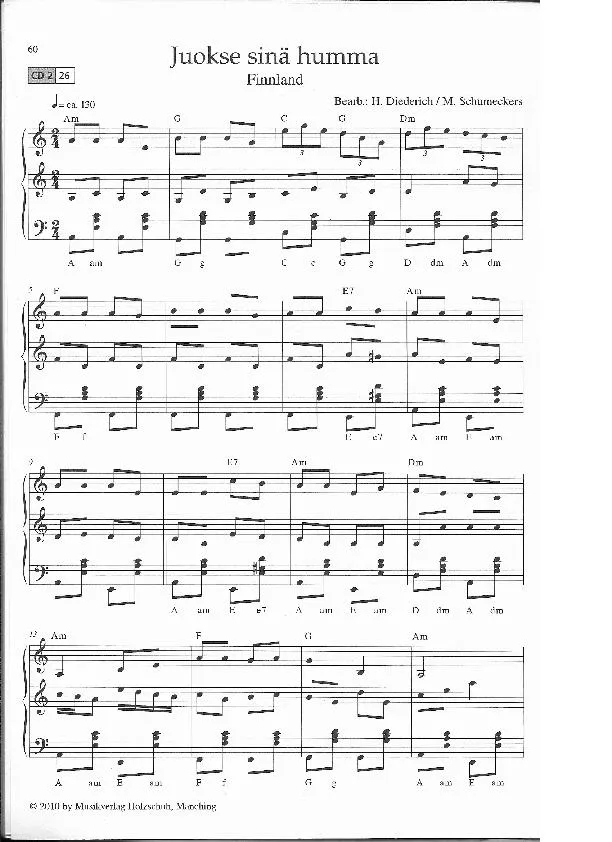 télécharger la partition d'accordéon Juokse sinä humma (Arrangement : Henner Diederich & Martina Schumeckers) (Polka) au format PDF