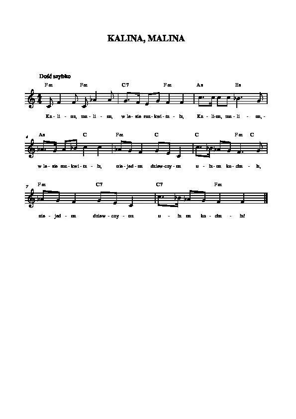 télécharger la partition d'accordéon Kalina, Malina (Polish folk-Legionary song) (Marche Polka) au format PDF