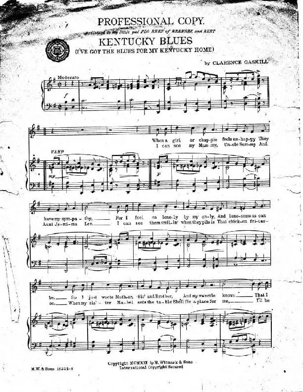 télécharger la partition d'accordéon Kentucky Blues (I've got the blues for my Kentucky home) (Fox-trot) au format PDF