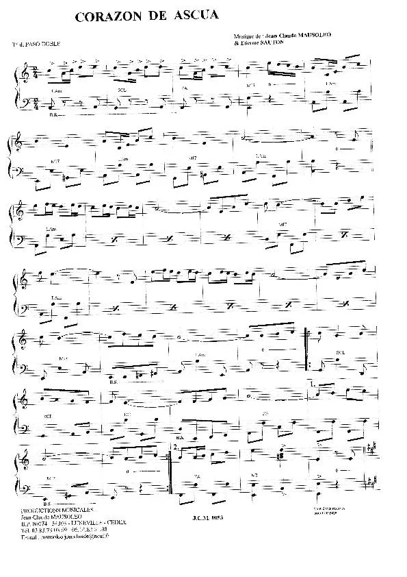 télécharger la partition d'accordéon Corazon de ascua (Paso Doble) au format PDF