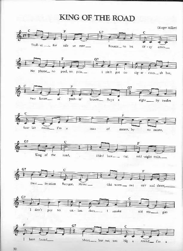 télécharger la partition d'accordéon King of the Road (Arrangement : Frank Rich) (Swing Madison) au format PDF
