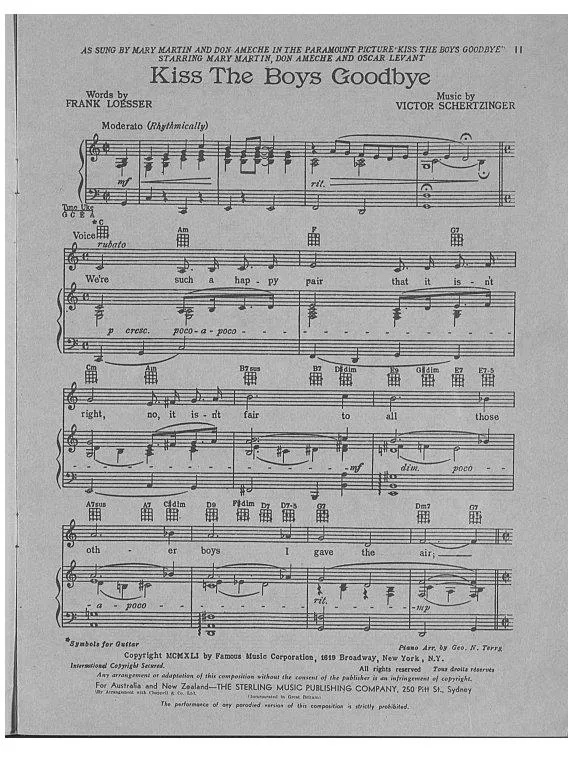 télécharger la partition d'accordéon Kiss the boys goodbye (Chant : Mary Martin & Don Ameche) (Fox-Trot) au format PDF