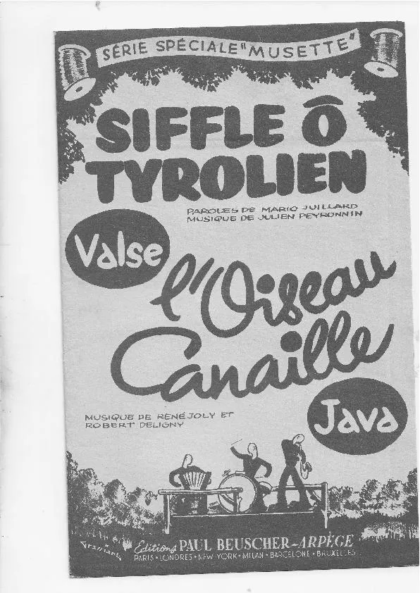 télécharger la partition d'accordéon Siffle Ô Tyrolien (Arrangement : Marcel Camia) (Orchestration) (Valse Tyrolienne) au format PDF