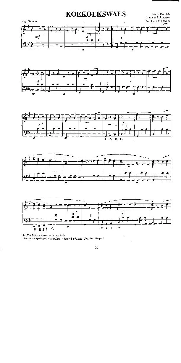 télécharger la partition d'accordéon Koekoekswals (Coucou) (Arrangement : Coen van Orsouw) (Valse) au format PDF