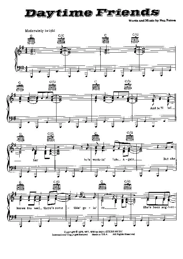télécharger la partition d'accordéon Daytime friends (Chant : Kenny Rogers) au format PDF