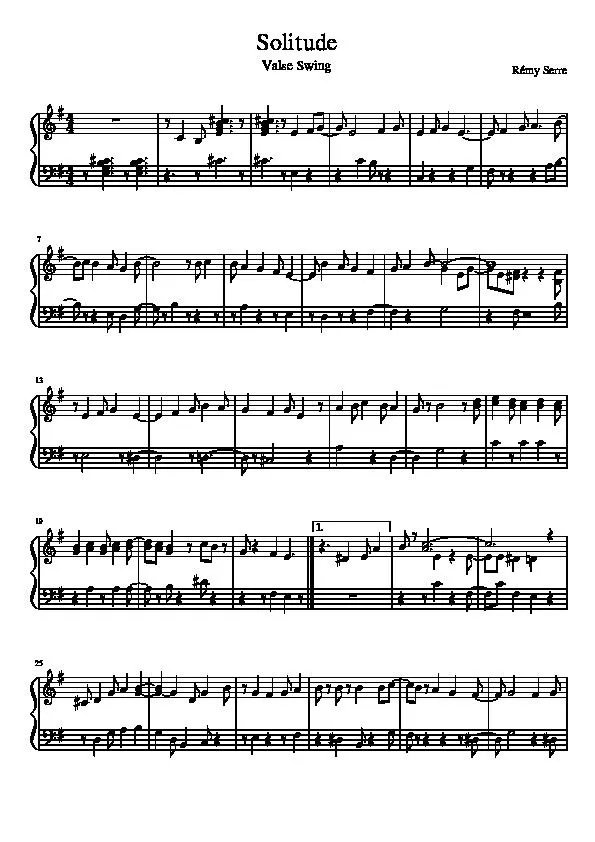 télécharger la partition d'accordéon Solitude (Valse Swing) au format PDF