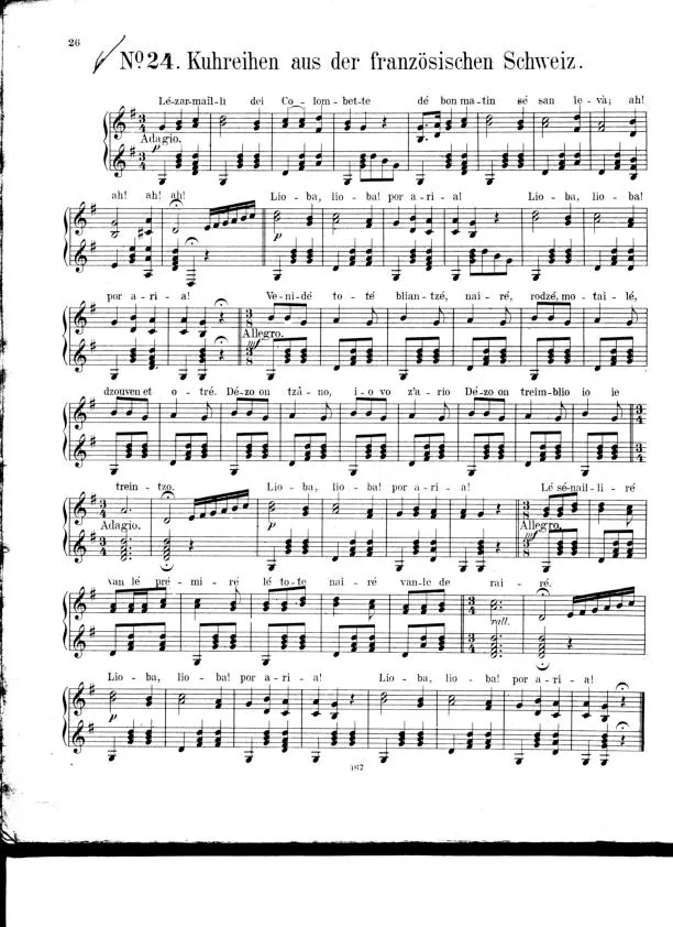 télécharger la partition d'accordéon Kuhreihen aus der Französischen Schweiz (Valse Lente) au format PDF