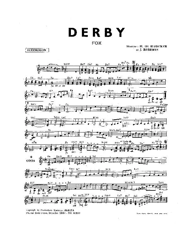 télécharger la partition d'accordéon Derby (Fox) au format PDF