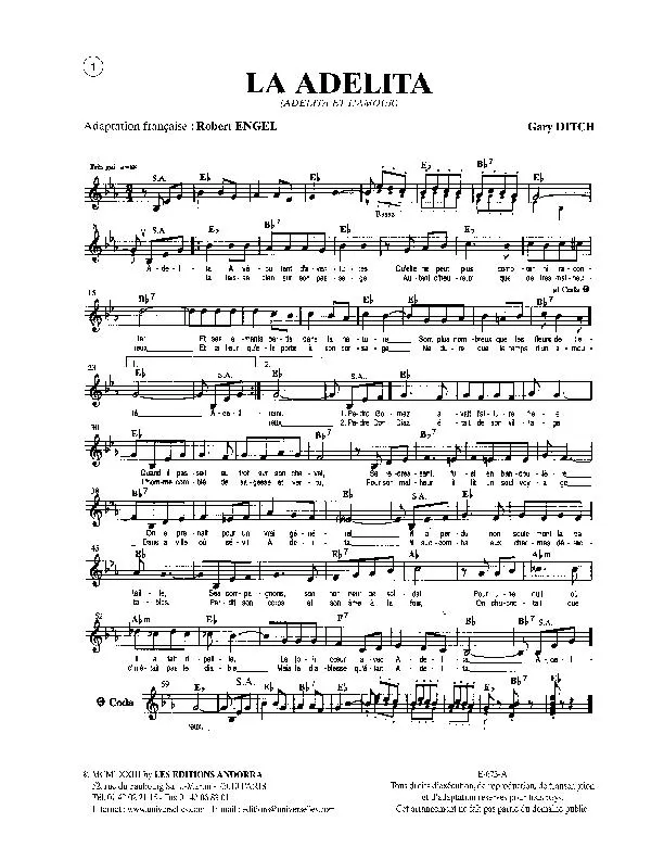 télécharger la partition d'accordéon La Adelita (Adelita et l'amour) (Marche Folklorique Mexicaine) au format PDF