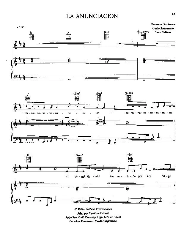 télécharger la partition d'accordéon La Anunciacion (Chant : Marcos Witt) (Disco Soul) au format PDF