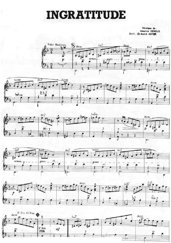 télécharger la partition d'accordéon Ingratitude (Arrangement : André Astier) (Valse) au format PDF