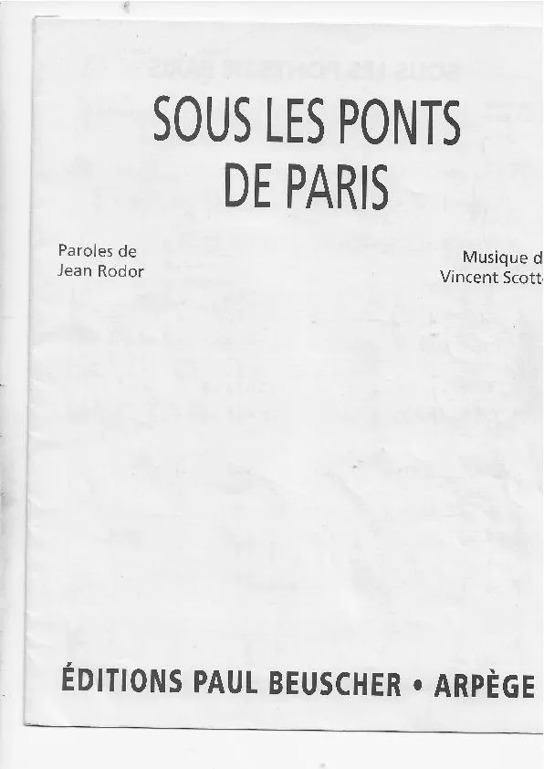télécharger la partition d'accordéon Sous les ponts de Paris au format PDF