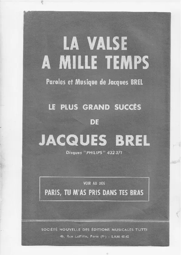 télécharger la partition d'accordéon La valse à mille temps (Orchestration) au format PDF