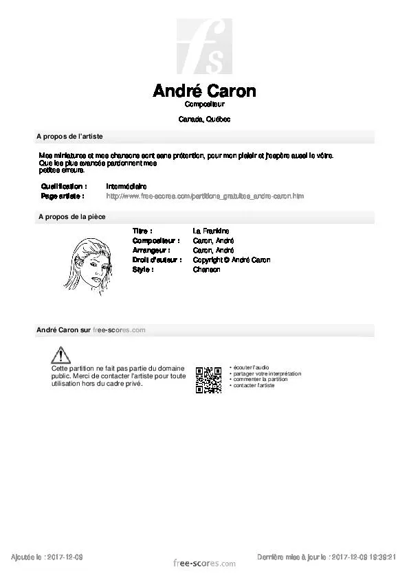 télécharger la partition d'accordéon La Frankine au format PDF