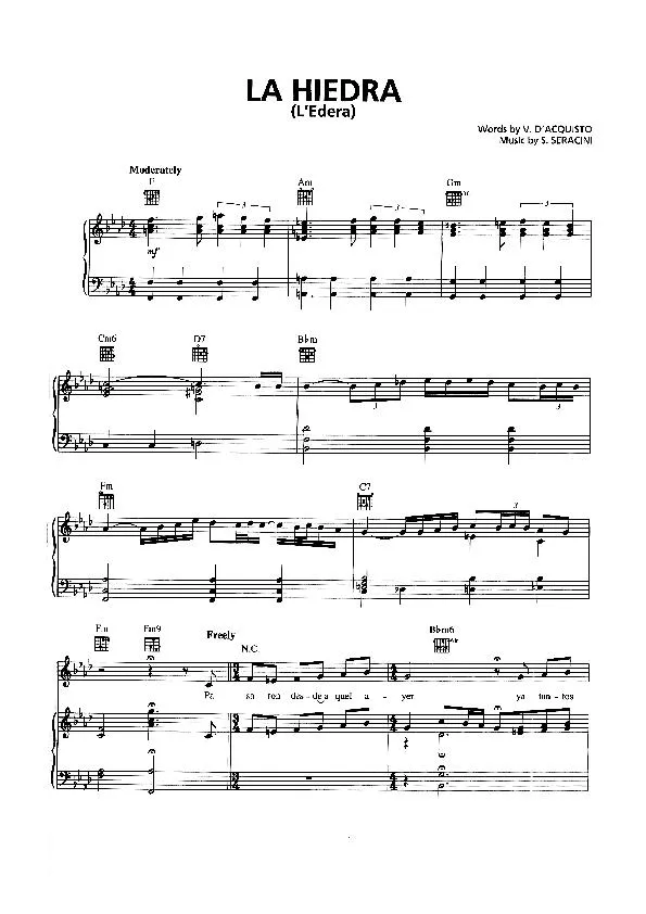 télécharger la partition d'accordéon La Hiedra (L'Edera) (Interprètes : Trio Los Panchos) (Boléro) au format PDF