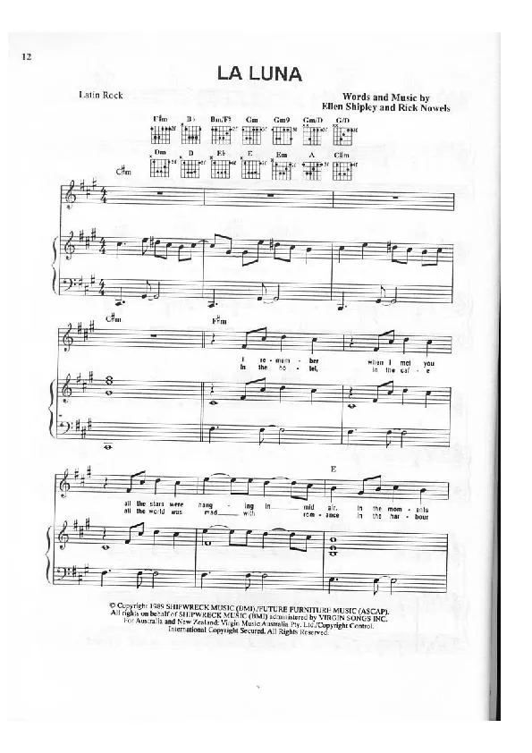 télécharger la partition d'accordéon La Luna (Chant : Belinda Carlisle) (Latin Rock) au format PDF