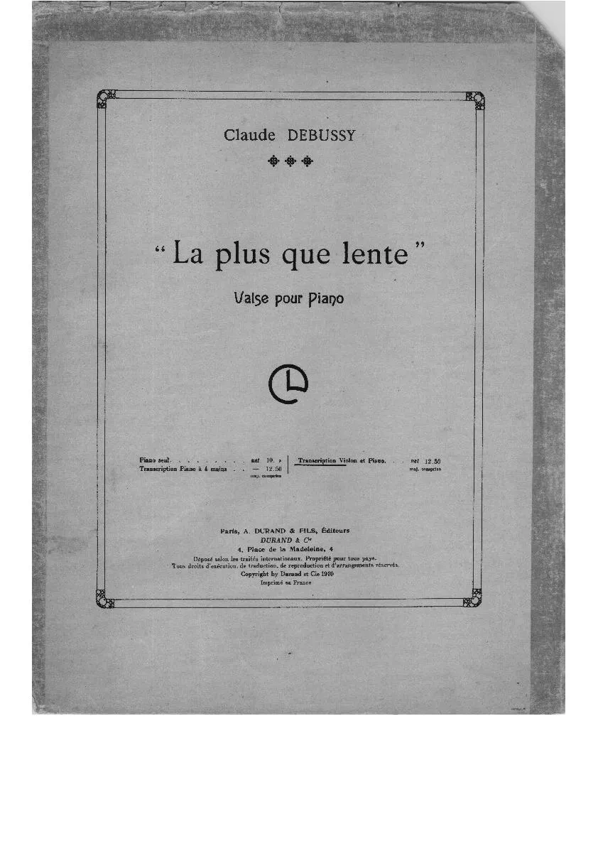 télécharger la partition d'accordéon La plus que lente (Arrangement : Léon Roques) (Valse lente) au format PDF