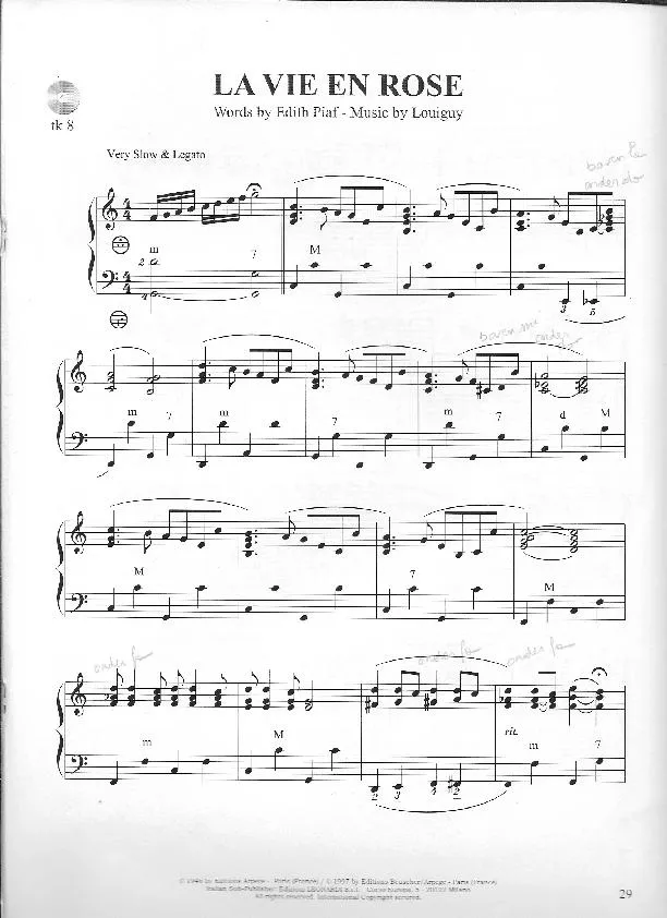 télécharger la partition d'accordéon La vie en rose (Arrangement : Frank Marocco) (Slow) au format PDF