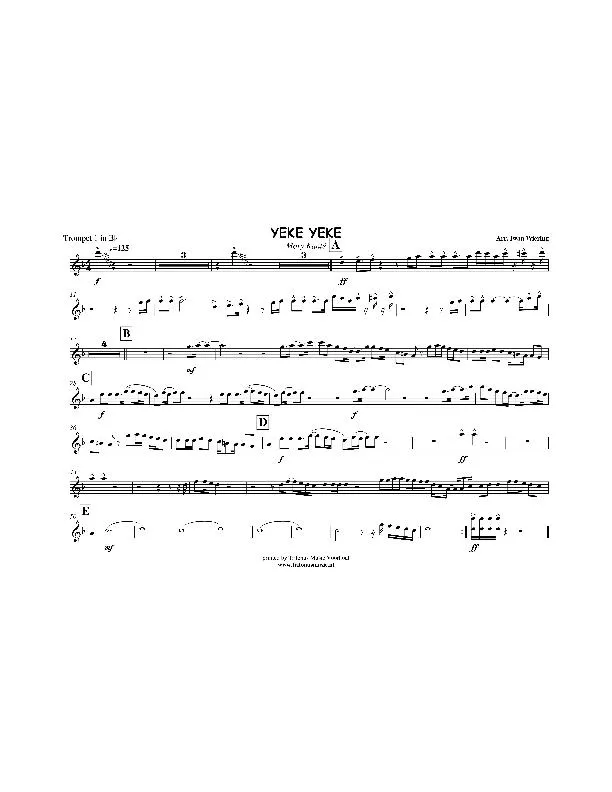 télécharger la partition d'accordéon Yeke yeke (Trompet in Bb) (Arrangement : Iwan Wiering) au format PDF