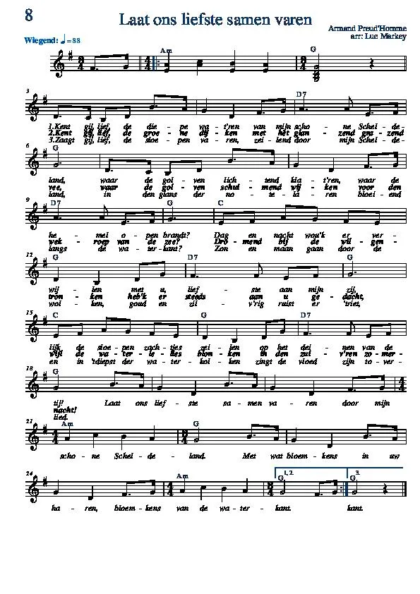 télécharger la partition d'accordéon Laat ons liefste samen varen (Arrangement : Luc Markey) (Valse Lente) au format PDF