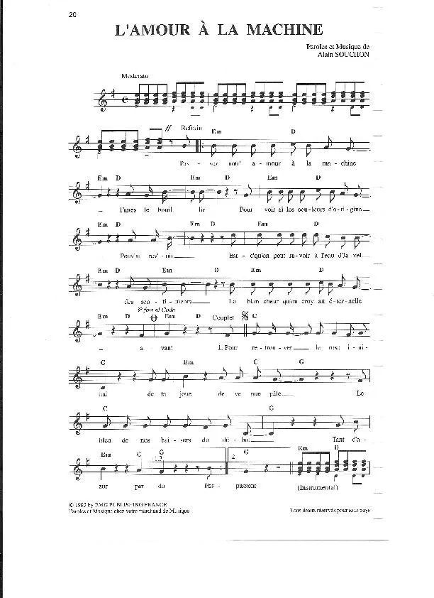 télécharger la partition d'accordéon L'amour à la machine (Cumbia) au format PDF