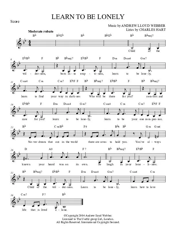 télécharger la partition d'accordéon Learn to be lonely (Rumba) au format PDF