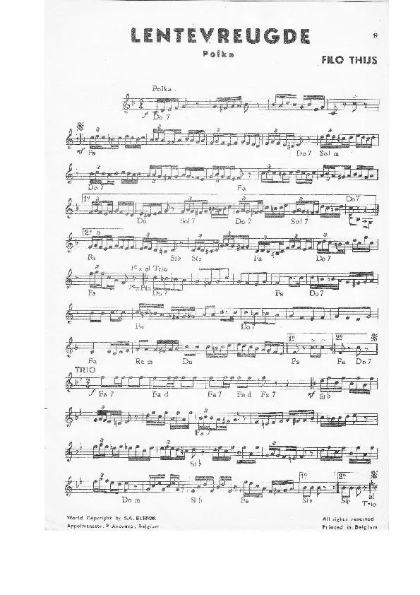 télécharger la partition d'accordéon Lentevreugde (Polka) au format PDF
