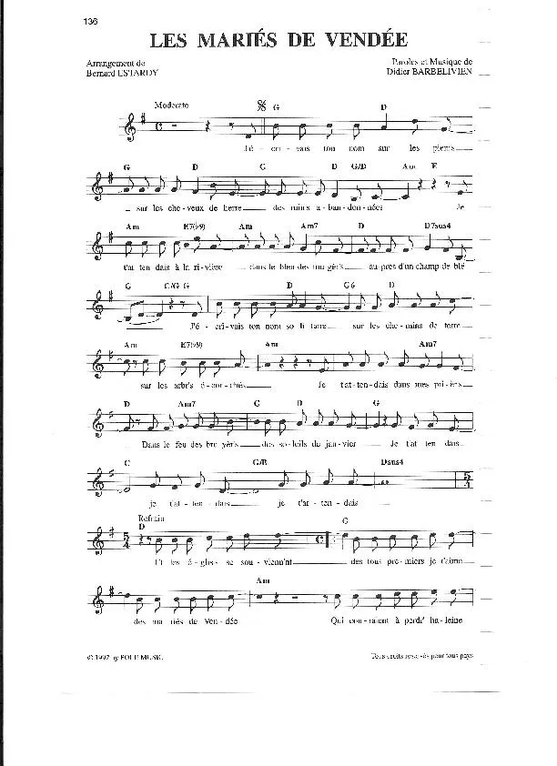 télécharger la partition d'accordéon Les mariés de Vendée (Arrangement : Bernard Estardy) (Rumba) au format PDF