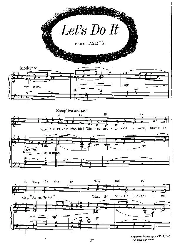 télécharger la partition d'accordéon Let's do it (from Paris) (Arrangement : Albert Sirmay) (Slow Fox-Trot) au format PDF