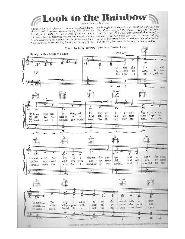 télécharger la partition d'accordéon Look to the rainbow (Chant : Ella Logan) (Valse Lente) au format PDF