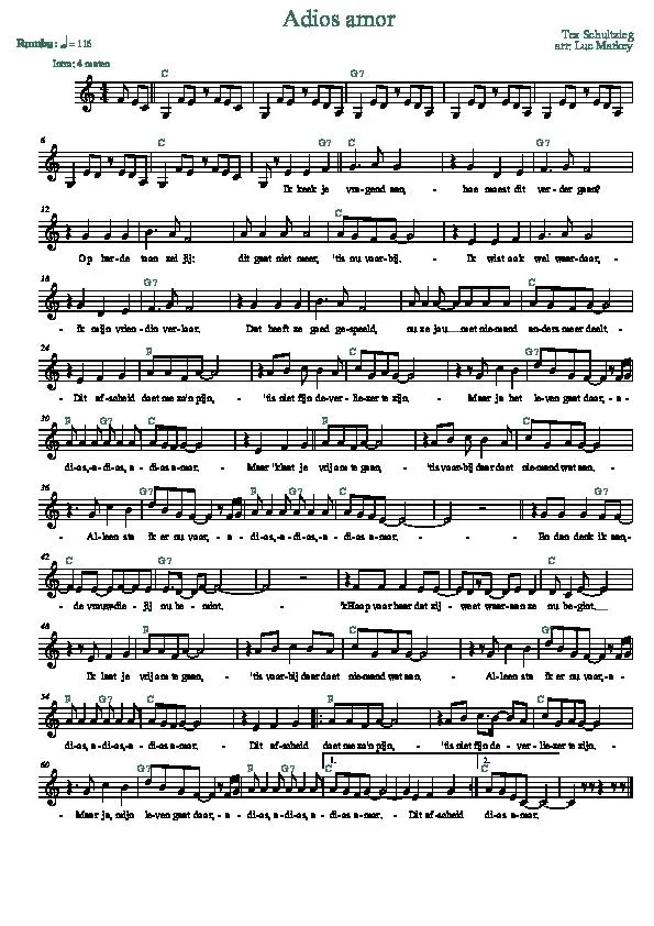 télécharger la partition d'accordéon Adios amor (Arrangement : Luc Markey) (Chant : Corry Konings) (Rumba) au format PDF