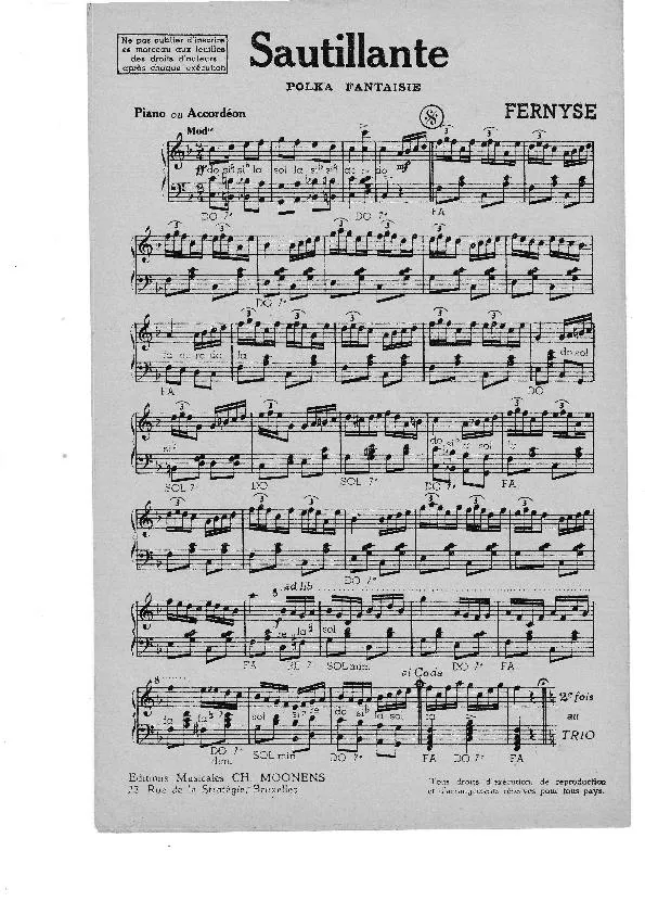 télécharger la partition d'accordéon Sautillante (Polka Fantaisie) au format PDF