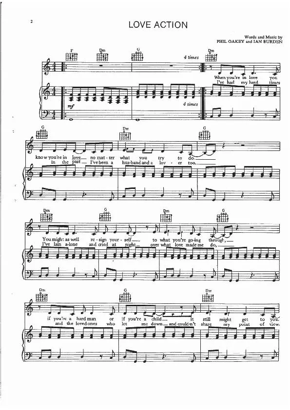 télécharger la partition d'accordéon Love action (Interprètes : The Human League) (Disco Rock) au format PDF
