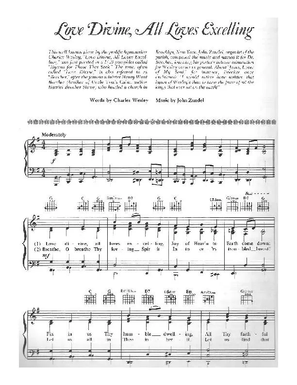 télécharger la partition d'accordéon Love divine, all loves excelling (Slow Ballade) au format PDF