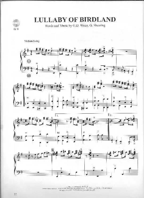 télécharger la partition d'accordéon Lullaby of Birdland (Arrangement : Frank Marocco) (Medium Swing) au format PDF