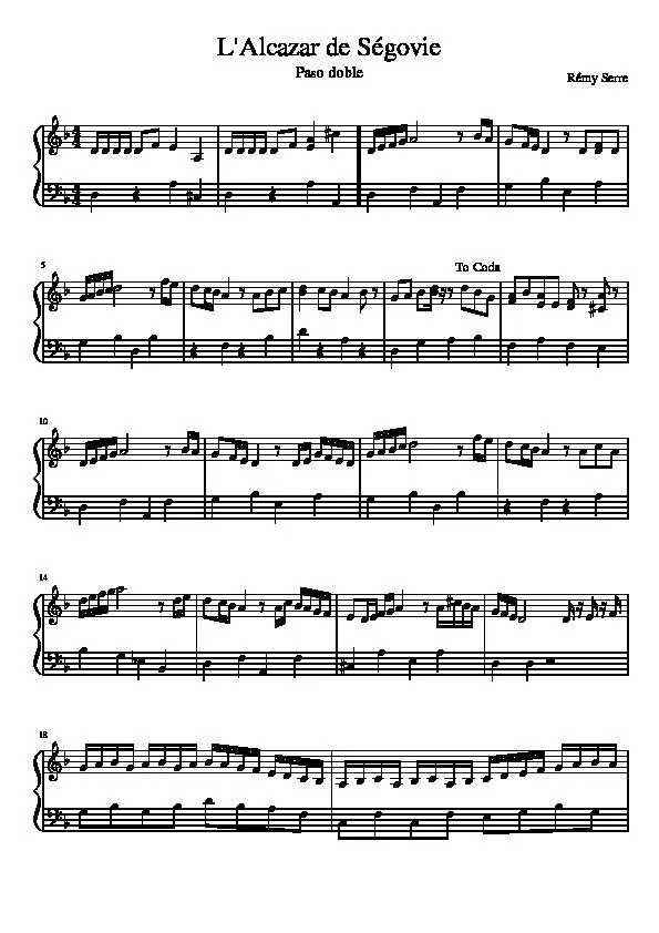 télécharger la partition d'accordéon L'Alcazar de Ségovie (Paso Doble) au format PDF