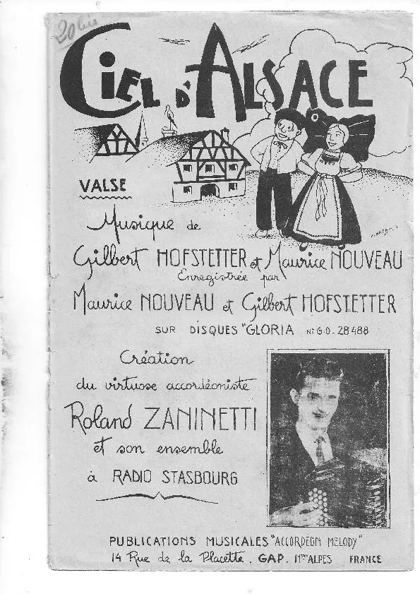 télécharger la partition d'accordéon Ciel d'Alsace (Elsesser Himmel) (Créée par : Roland Zaninetti) (1 et 2ième accordéon) (Valse) au format PDF
