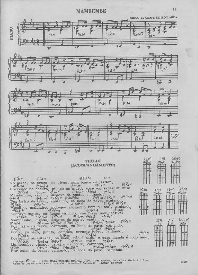 télécharger la partition d'accordéon Mambembe (Chant : Roberta Sá & Chico Buarque) (Samba) au format PDF