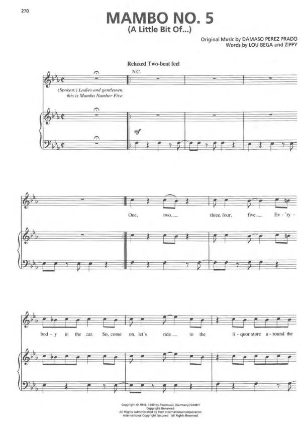 télécharger la partition d'accordéon Mambo n°5 (A little bit of) au format PDF