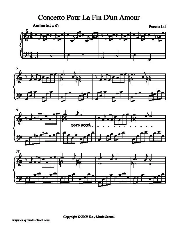 télécharger la partition d'accordéon Concerto pour la fin d'un amour (Du Film : Un homme qui me plaît) au format PDF
