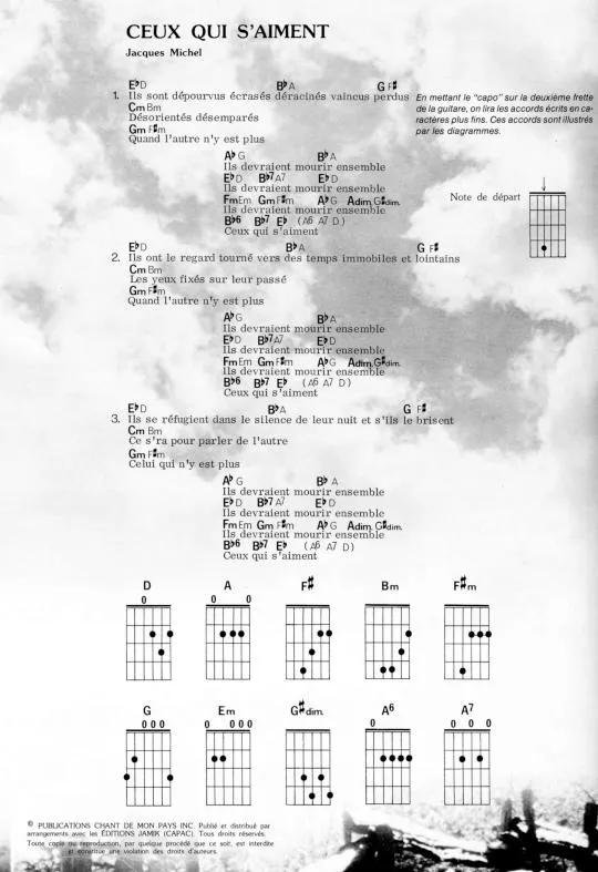 télécharger la partition d'accordéon Ceux qui s'aiment (Guitare Piano Voix) au format PDF