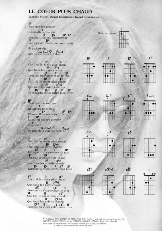 télécharger la partition d'accordéon Le cœur plus chaud (Guitare Piano Voix) au format PDF
