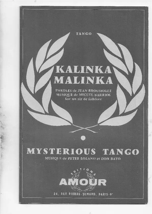 télécharger la partition d'accordéon Kalinka Malinka (Sur un air de folklore) (Bandonéons A + B + Accordéon) (Tango) au format PDF