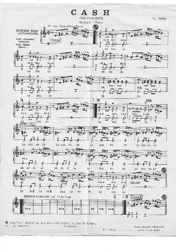 télécharger la partition d'accordéon Cash (Cha Cha Rock) (Mordern Tune) au format PDF