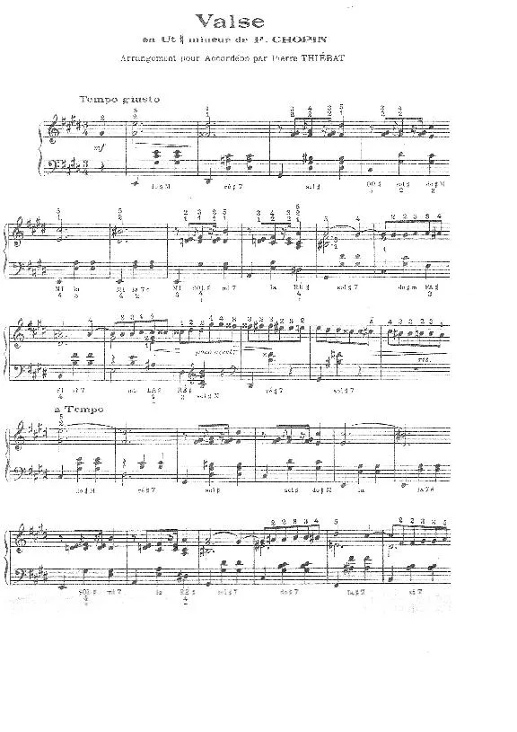 télécharger la partition d'accordéon Valse Ut # mineur de Frédéric Chopin (Arrangement de : Pierre Thiébat) au format PDF
