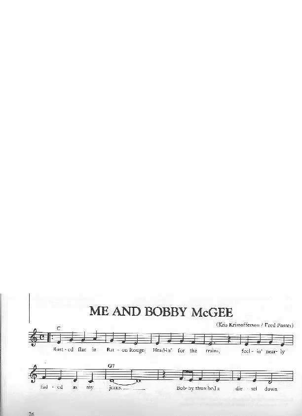 télécharger la partition d'accordéon Me and Bobby McGee (Arrangement : Frank Rich) (Chant : Roger Miller) (Country Quickstep Madison) au format PDF