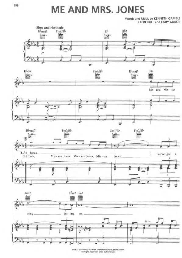 télécharger la partition d'accordéon Me and Mrs Jones (Slow) au format PDF