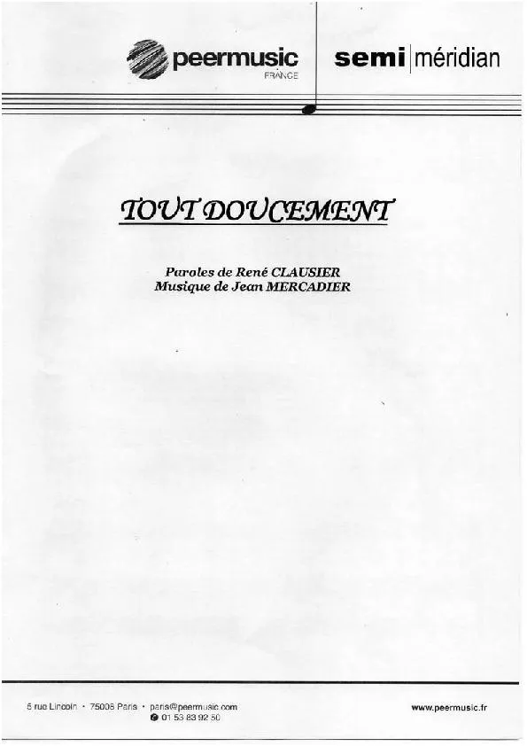 télécharger la partition d'accordéon Tout doucement au format PDF