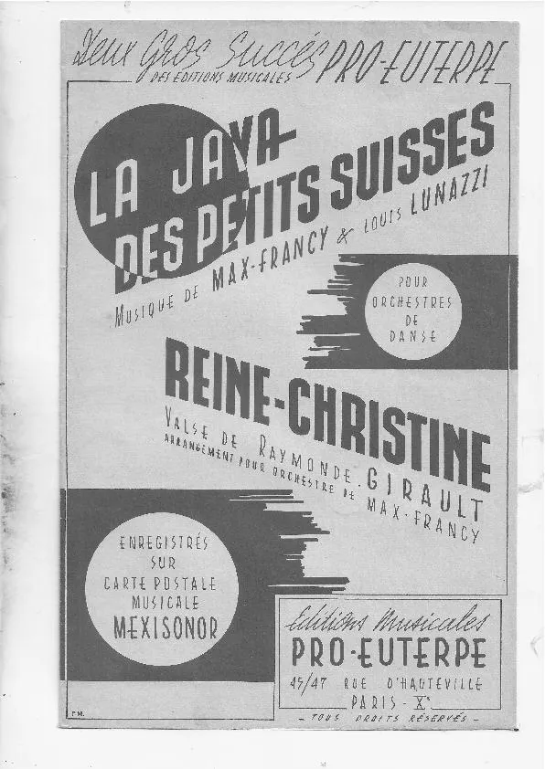 télécharger la partition d'accordéon Reine Christine (Arrangements d'Orchestre par Max Francy) (Orchestration) (Valse) au format PDF